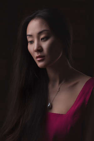 Asian woman beauty face closeup portraitの写真素材