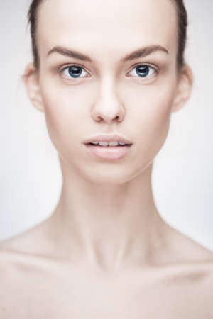 portrait of a beautiful woman with clean face skinの写真素材