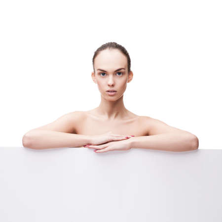Beautiful young woman with clean fresh skinの写真素材