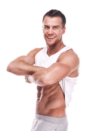 handsome young muscular sports manの写真素材