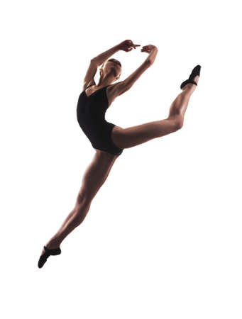 Ballerina in black outfit jumpimgの写真素材