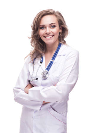 Smiling medical woman doctorの写真素材