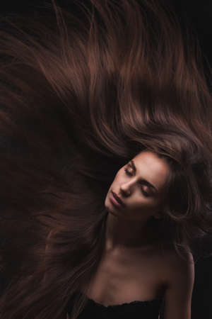 beautiful woman with long hairの写真素材