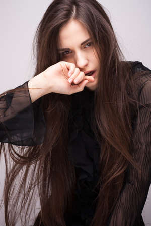 beautiful woman with long brown hair