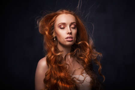 Beautiful face of young adult womanの写真素材