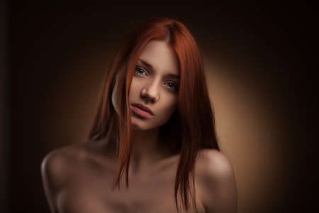 Portrait of Beautiful Woman with Long Hairの写真素材
