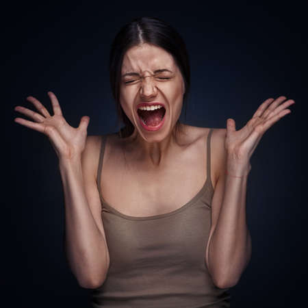 portrait of crying womanの写真素材