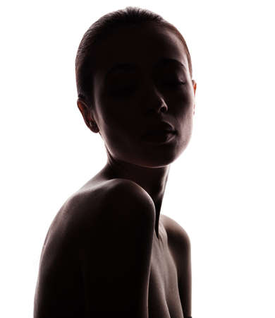 silhouette of beautiful young womanの写真素材