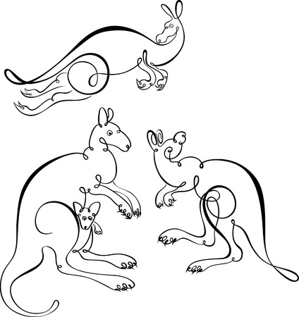 kangaroo calligraphyのイラスト素材