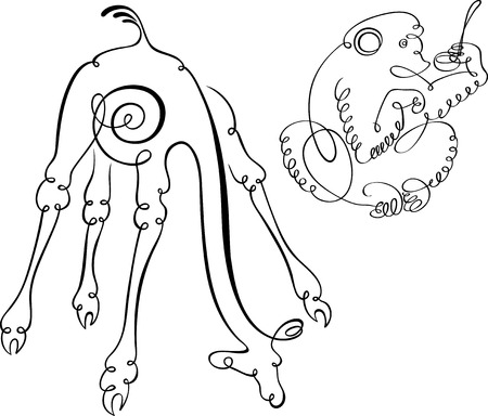 monkey and giraffeのイラスト素材