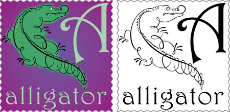 zoo alphabet alligatorのイラスト素材