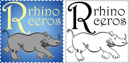 zoo alphabet rhinocerosのイラスト素材
