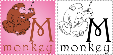 zoo alphabet monkeyのイラスト素材