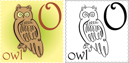zoo alphabet owlのイラスト素材