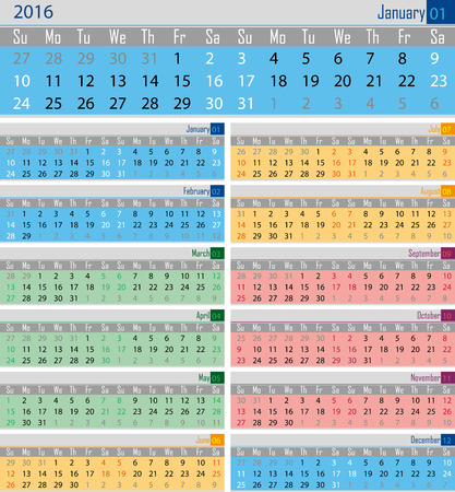 calendar for the 2016 year for printのイラスト素材