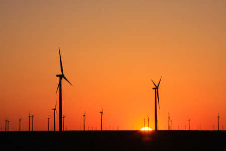 Sunset at wind farm in Texas