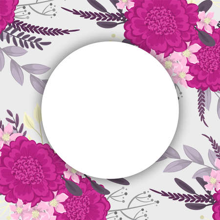 Cute flower border - hot pink flowersのイラスト素材