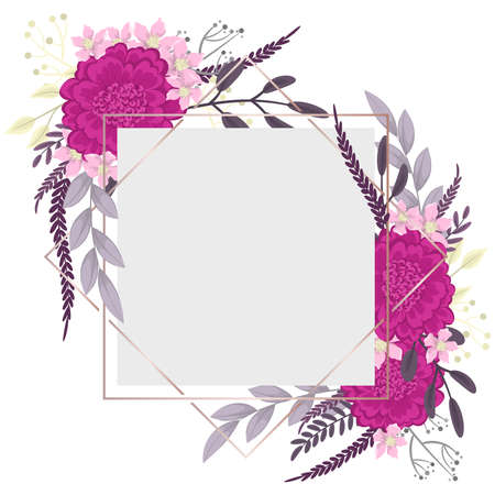 Cute flower border - hot pink flowersのイラスト素材