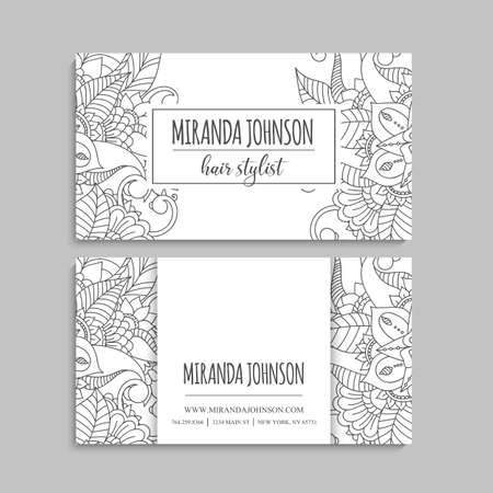 Flower business cards white and blackのイラスト素材