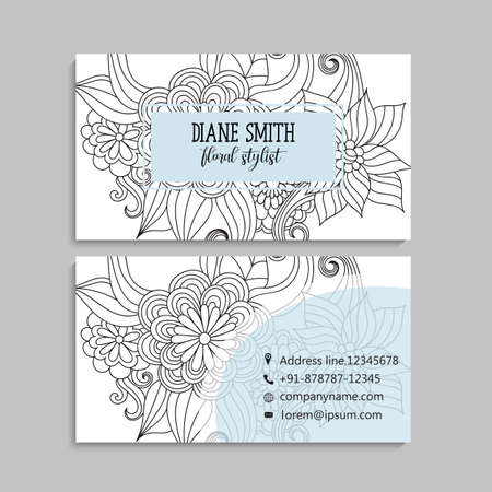 Flower business cards white and blackのイラスト素材