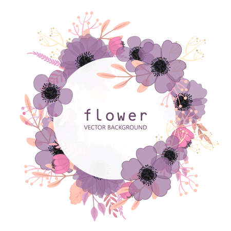 Purple floral background - flower borderのイラスト素材