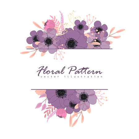 Purple floral background - flower borderのイラスト素材