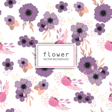 Purple floral seamless background - flower borderのイラスト素材
