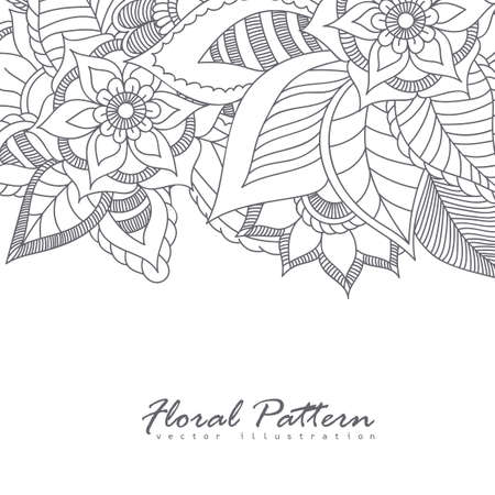 Floral border background - white and black flowersのイラスト素材