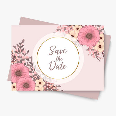 wedding floral background vector templateのイラスト素材