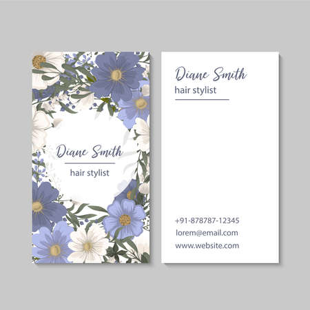 Flower business cards light blue vector illustrationのイラスト素材