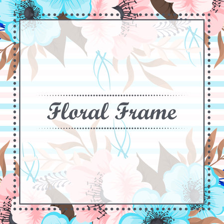 Floral border background - pink flower border vector illustrationのイラスト素材