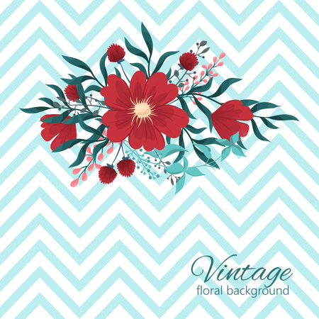 Flower border drawing - red frame vector illustrationのイラスト素材
