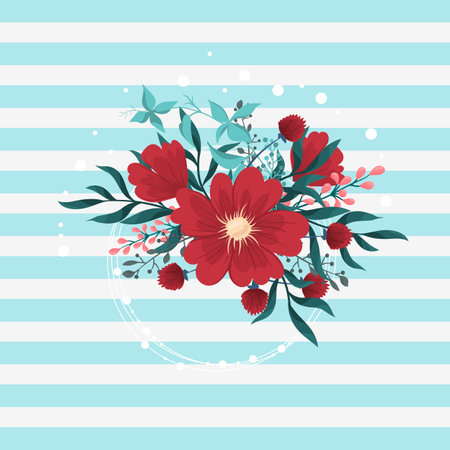 Flower border drawing - red frame vector illustrationのイラスト素材