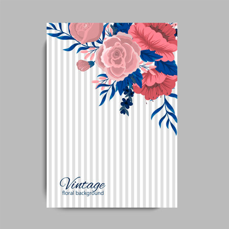 Floral wedding template - pink floral card vector illustrationのイラスト素材