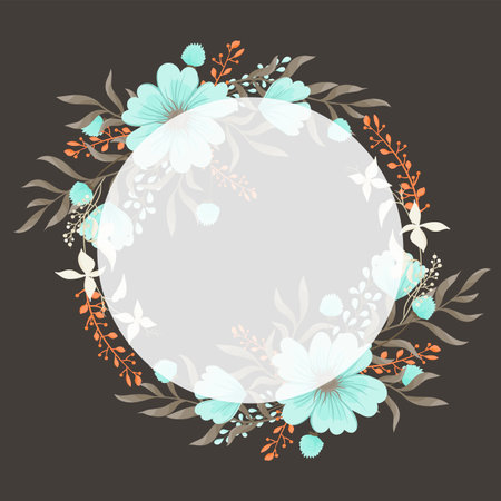 Mint green floral background flower border vector illustrationのイラスト素材