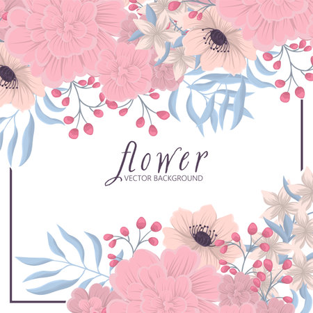 Vector illustration of a beautiful floral border with spring flowers.のイラスト素材