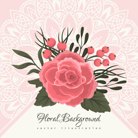Ornate flower border.Elegant Vintage wallpaper design. Vector illustration.のイラスト素材