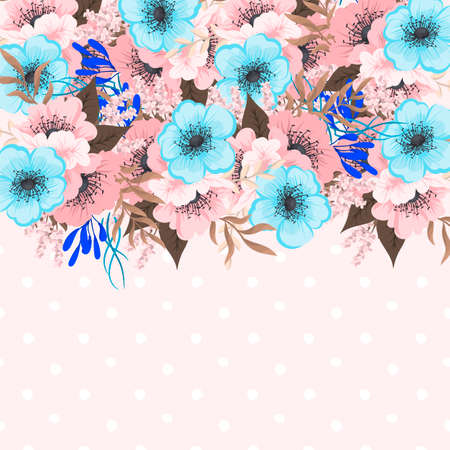 Floral border background - pink flower border. Vector illustrationのイラスト素材