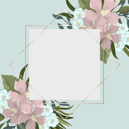 Border of flowers in vintage style. Vector illustrationのイラスト素材