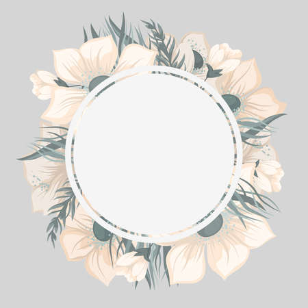 Floral wreath with sweet flowers. Vector clipartのイラスト素材