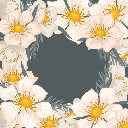 Floral wreath with sweet flowers. Vector clipartのイラスト素材