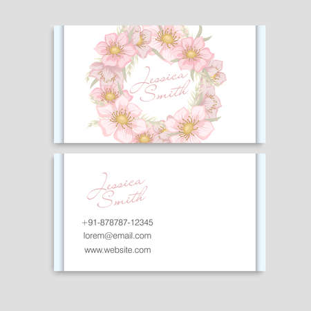 Vintage business and visiting card with floral pattern. Ethnic oriental design. Vector illustrationのイラスト素材