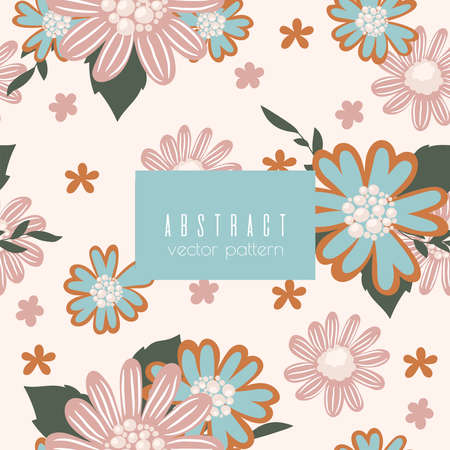 Vector seamless pattern with hand drawing flowers. Wallpaperのイラスト素材