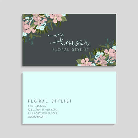 Vintage business and visiting card with floral pattern. Ethnic oriental design. Vector illustrationのイラスト素材