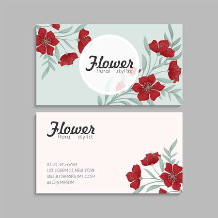 Vintage business and visiting card with floral pattern. Ethnic oriental design. Vector illustrationのイラスト素材