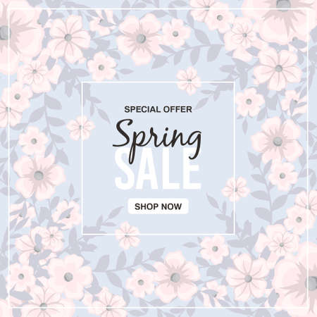 Spring sale background with beautiful colorful flower. Vector illustration template.banners.Wallpaper.flyers, invitation, posters, brochure, voucher discount.のイラスト素材
