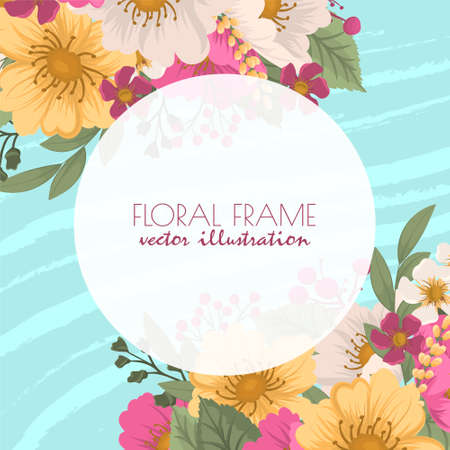 Flower border drawing - hot pink flower vector illustrationのイラスト素材
