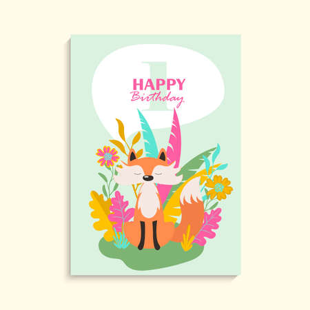 cute happy birthday card design. vector illustrationのイラスト素材