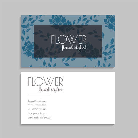 Cute Floral pattern Business card name card Design Template. Vectorのイラスト素材