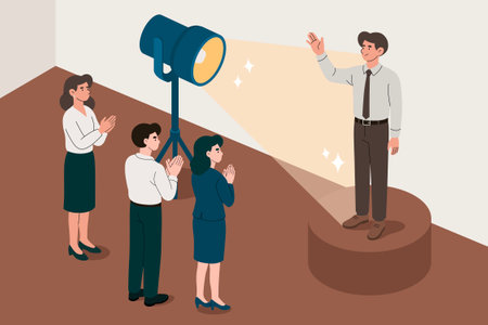 Spotlight on a Recognized Employee Illustrationのイラスト素材